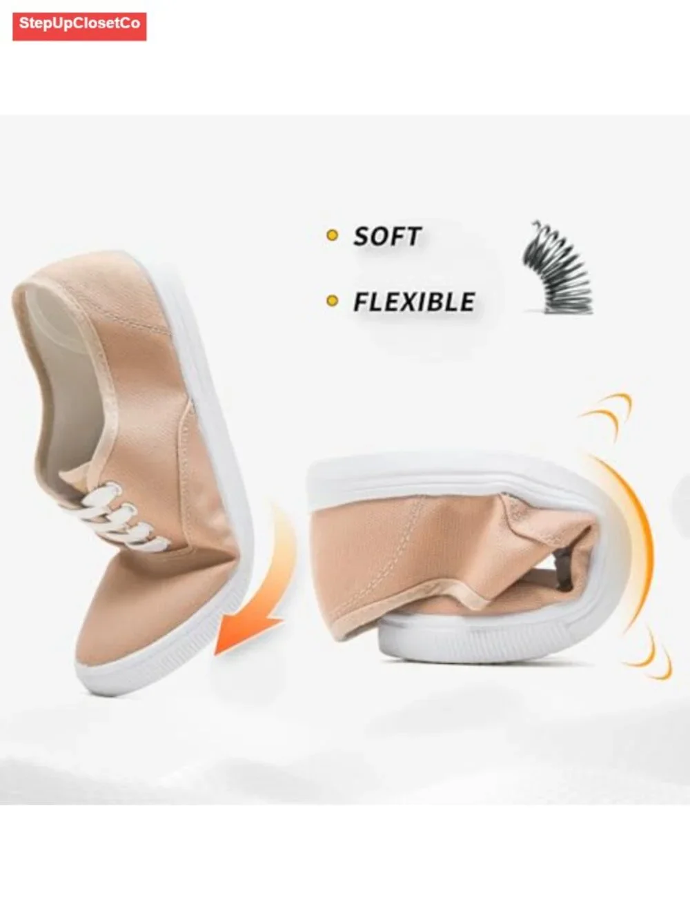 Women's White Canvas Slip-on Sneakers Breathable Flat Shoes